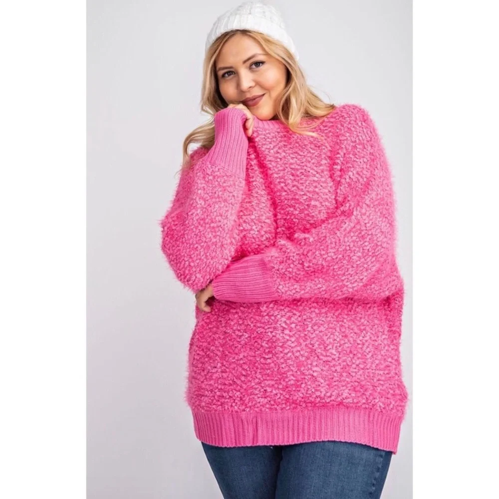 Barbie Pink Textured Popcorn Knit Plush Sweeter - Picture 4 of 10